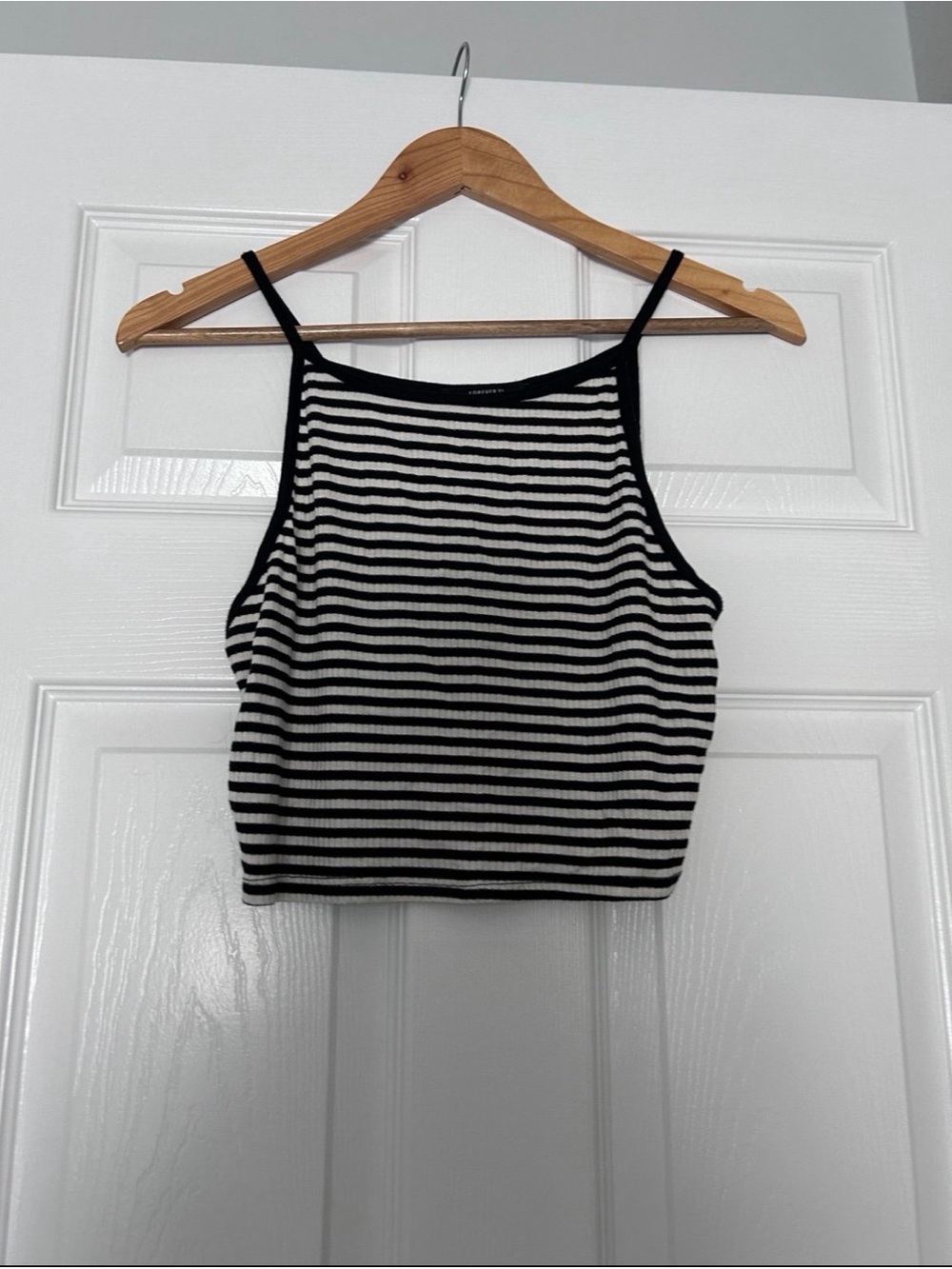 Forever 21 Black & White Striped Cropped Tank